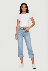 Fixed Cuff Slim Cropped Jeans