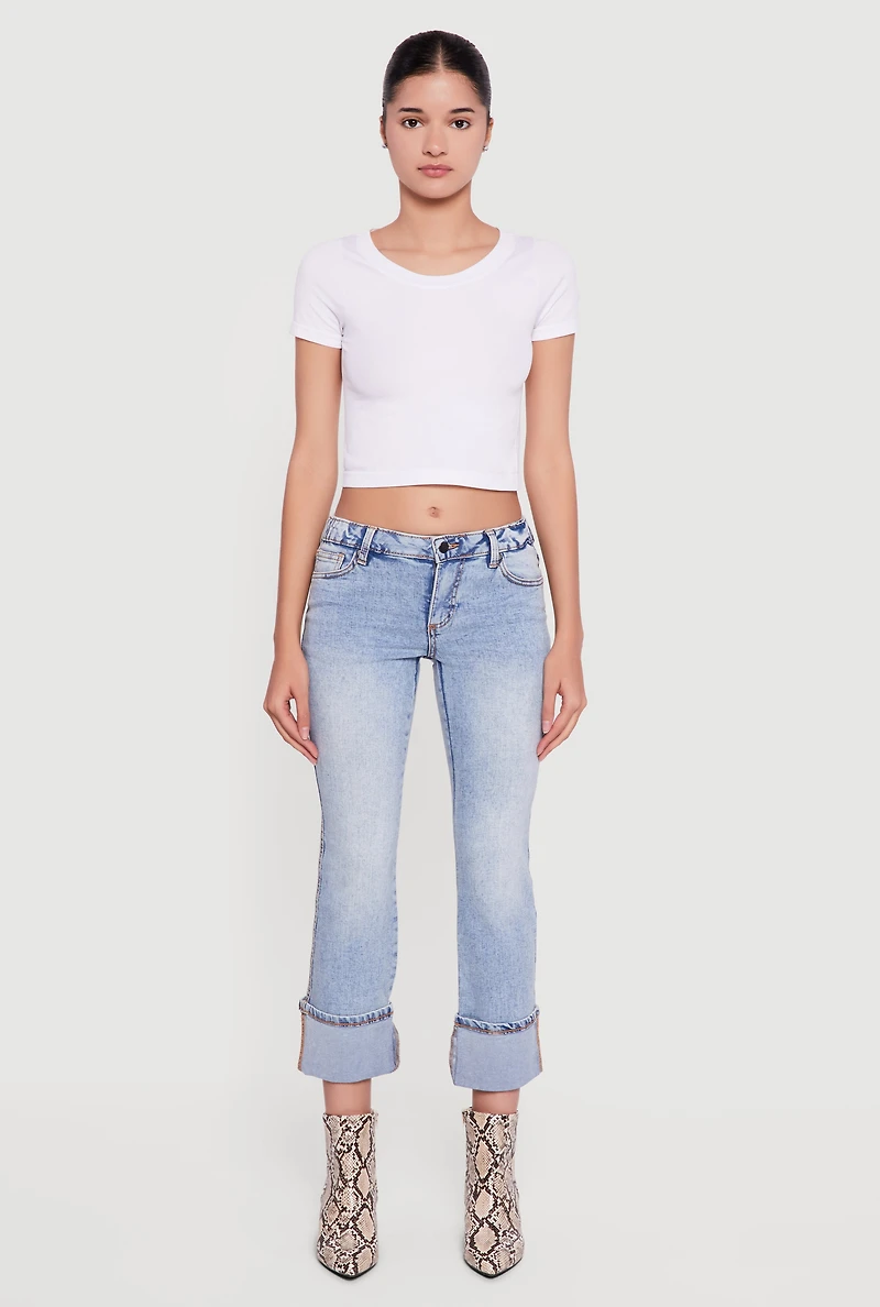 Fixed Cuff Slim Cropped Jeans