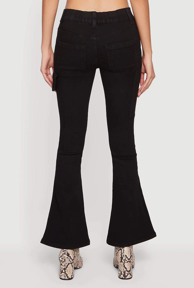Cell Phone Pocket Mid Rise Stretchy Flare Leg Jeans