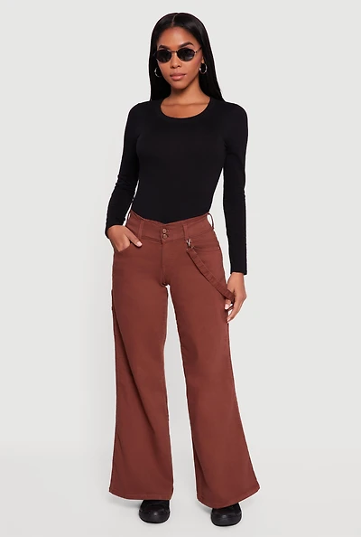 Strap Detail Flare Leg Jeans