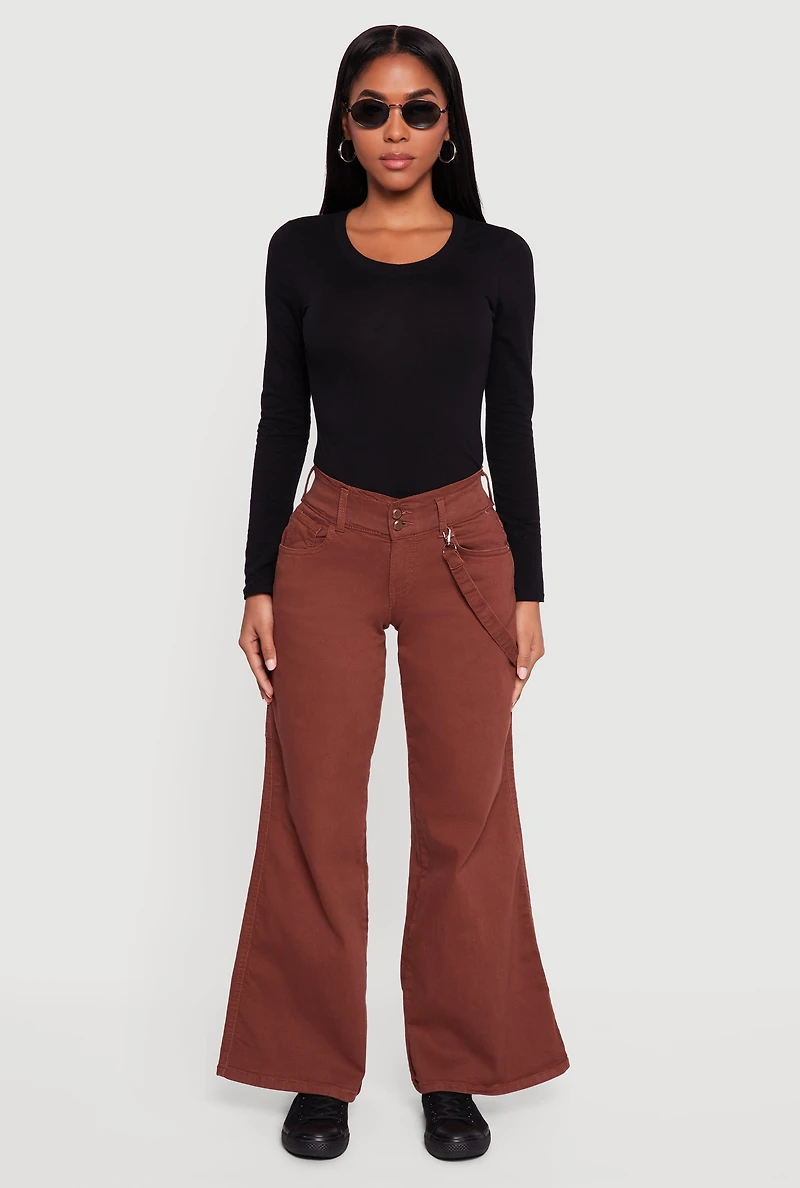 Strap Detail Flare Leg Jeans