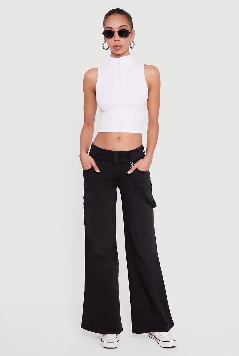 Strap Detail Flare Leg Jeans