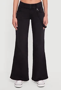 Womens Strap Detail Flare Leg Jeans,