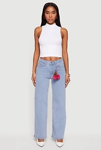 Straight Leg Jeans with Cherry Plush Keychain