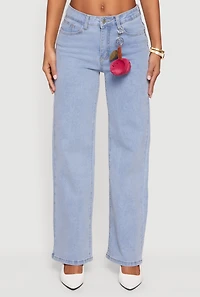 Straight Leg Jeans with Cherry Plush Keychain