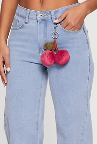 Straight Leg Jeans with Cherry Plush Keychain