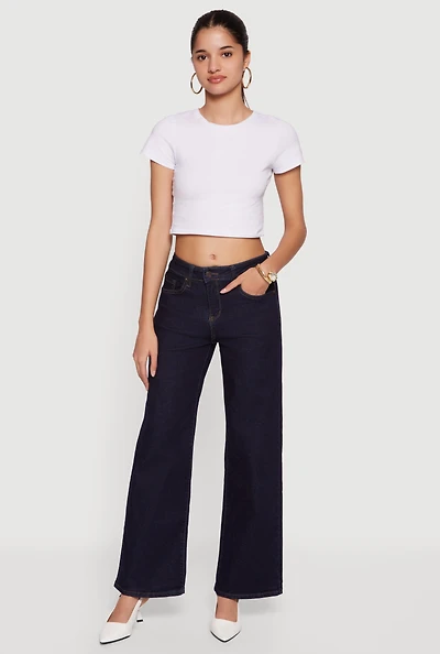 Mid Rise Wide Leg Jeans