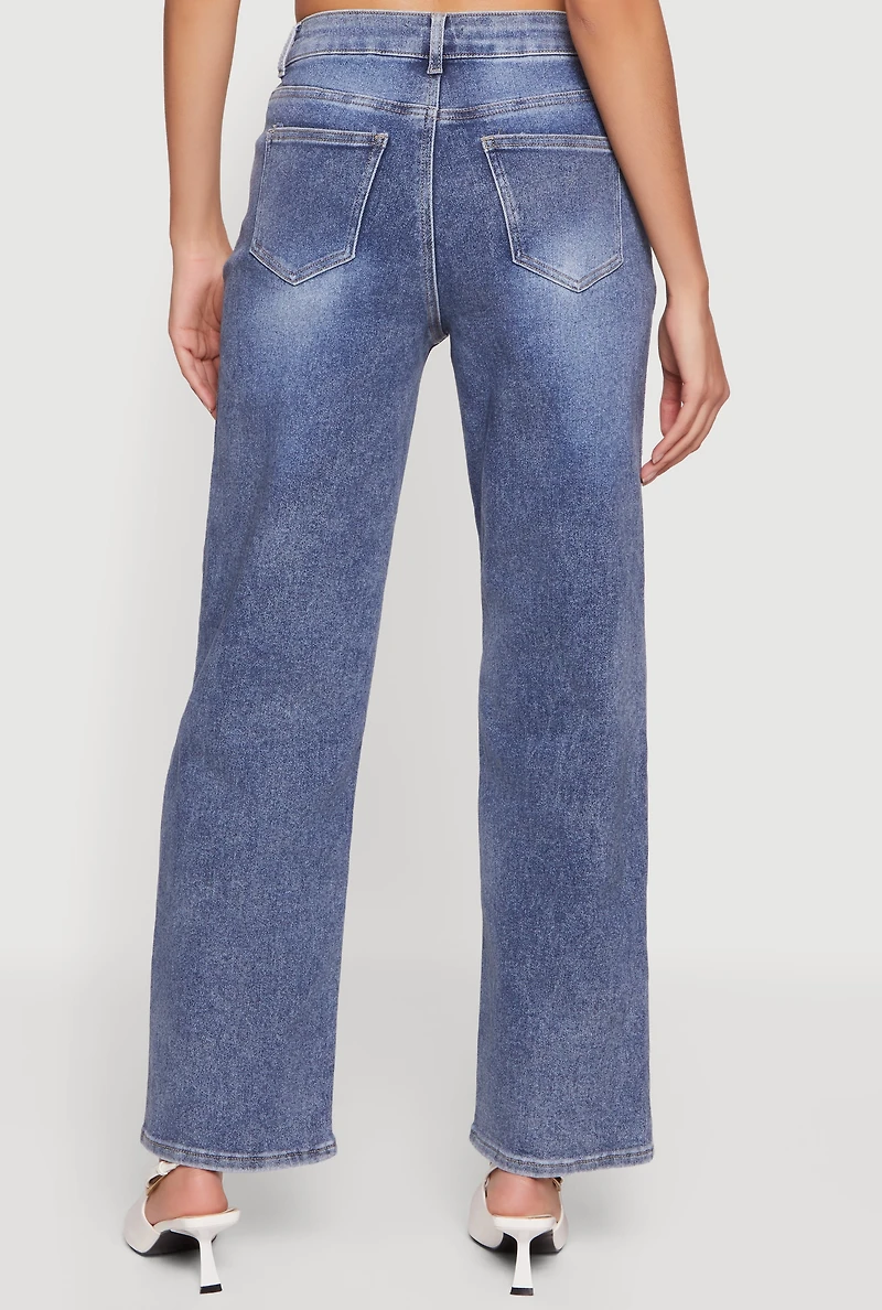 Trendy Straight Leg Whiskered Jeans
