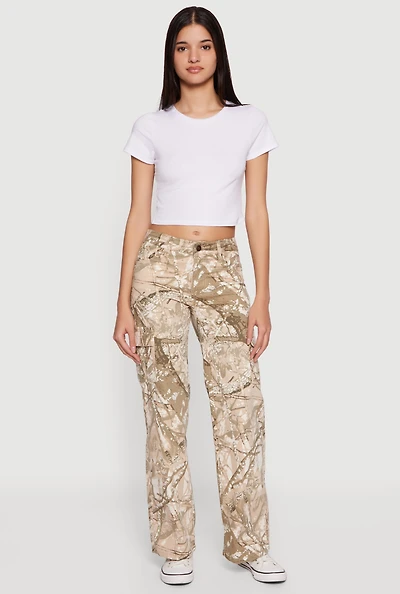 Hunter Camo Mid Rise Straight Leg Cargo Pants