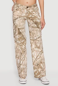 Hunter Camo Mid Rise Straight Leg Cargo Pants