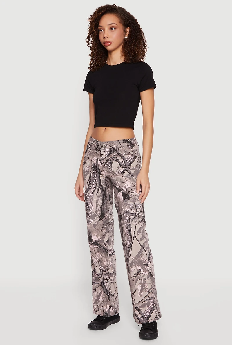 Hunter Camo Mid Rise Straight Leg Cargo Pants