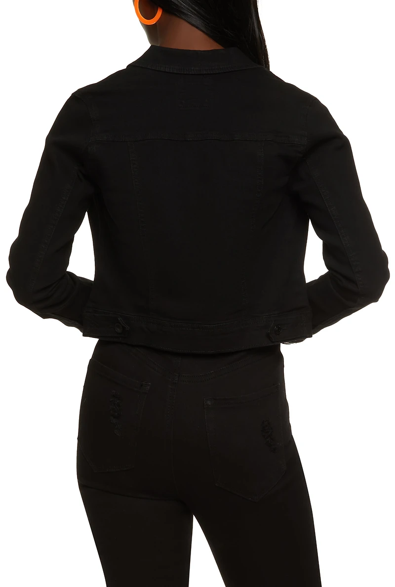 Womens WAX Long Sleeve Denim Jacket, M