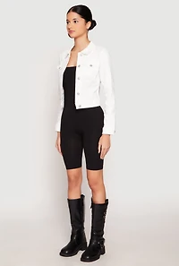 Womens WAX Long Sleeve Denim Jacket, White, Size M