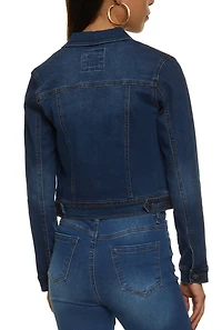 Womens WAX Long Sleeve Denim Jacket, Blue,