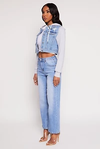 WAX Distressed Hooded Jean Jacket