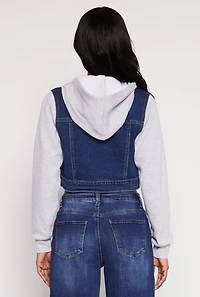 WAX Distressed Hooded Jean Jacket