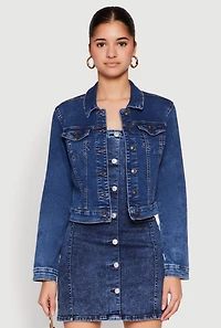 Womens WAX Mineral Wash Jean Jacket, Blue, Size M