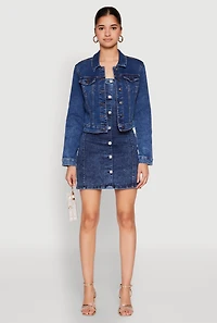 Womens WAX Mineral Wash Jean Jacket, Blue, Size S