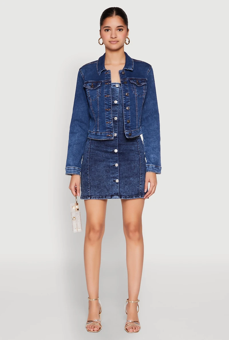 Womens WAX Mineral Wash Jean Jacket, Blue, Size M