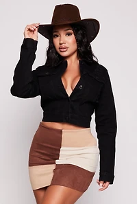 Womens WAX Distressed Denim Jacket, Black, Size M