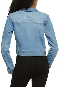 Womens WAX Distressed Denim Jacket, Blue,