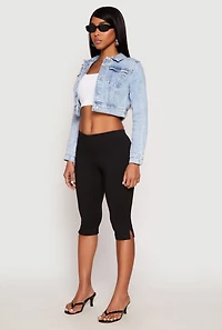 Womens WAX Mineral Wash Cropped Denim Jacket, Blue,