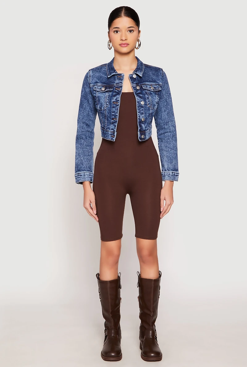 WAX Mineral Wash Cropped Denim Jacket