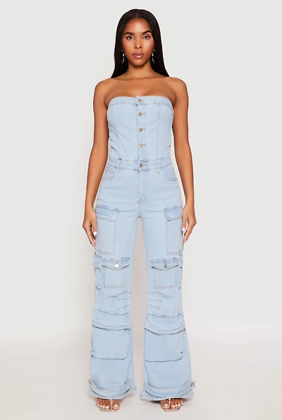 Daisy Denim Cargo Pocket Jumpsuit