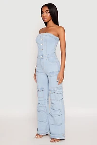 Daisy Denim Cargo Pocket Jumpsuit