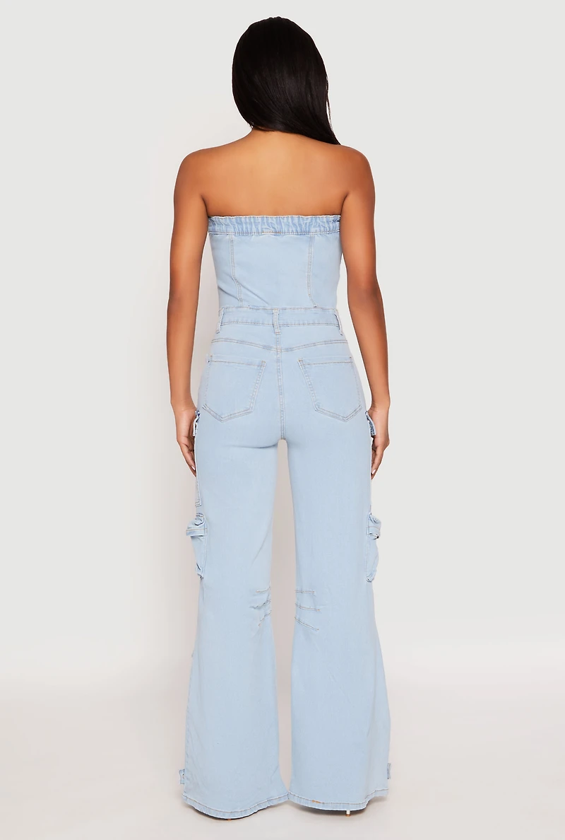 Daisy Denim Cargo Pocket Jumpsuit