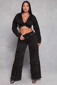 Womens Spoon Jeans Hooded Cropped Jacket,