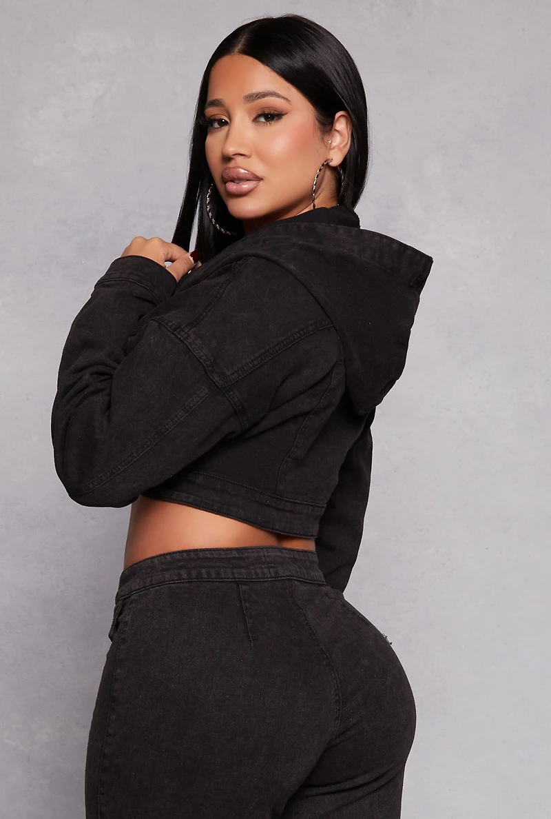 Womens Spoon Jeans Hooded Cropped Jacket,