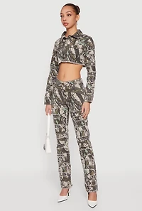 Tree Camo Frayed Skinny Jeans