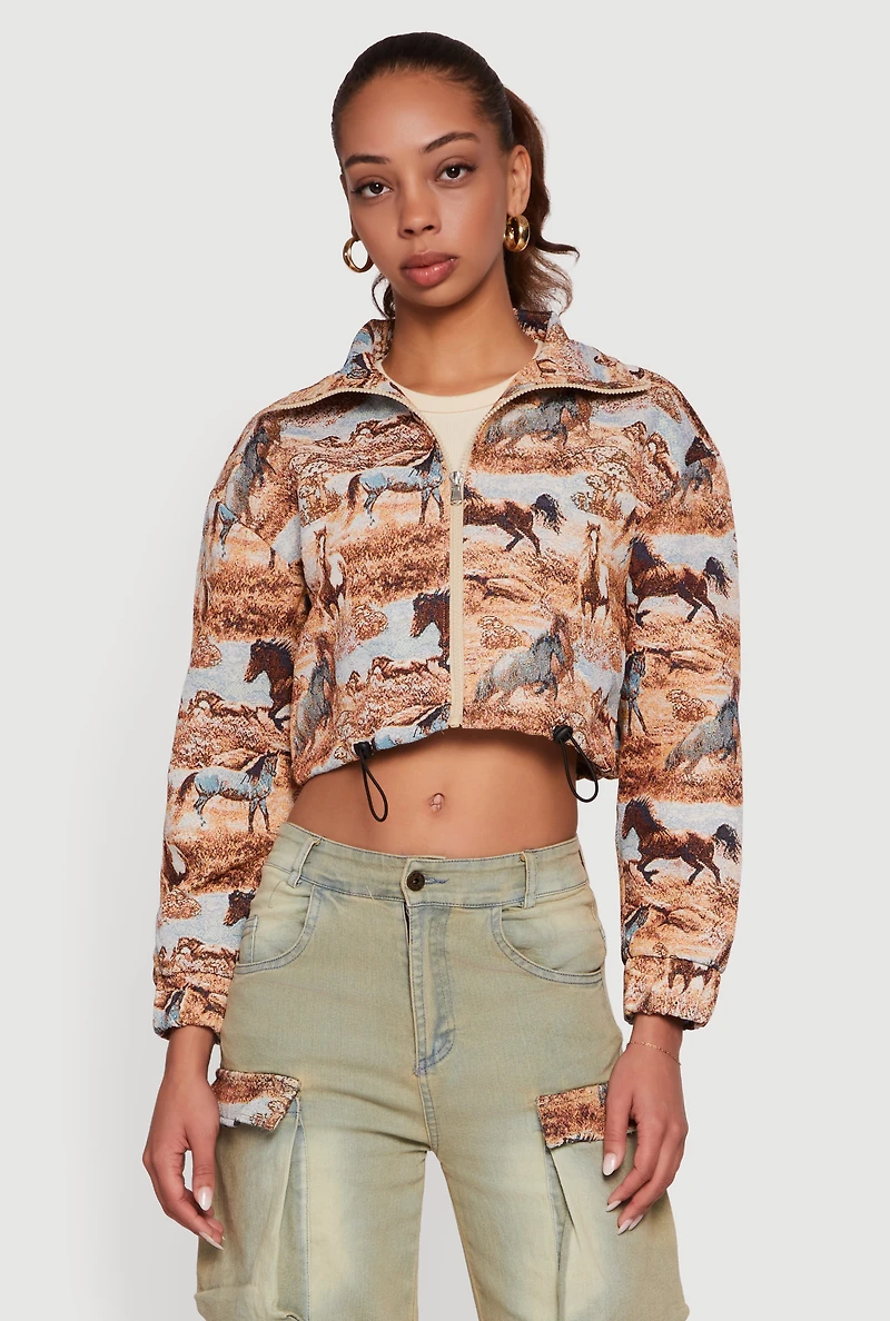 Tapestry Jacquard Cropped Jacket