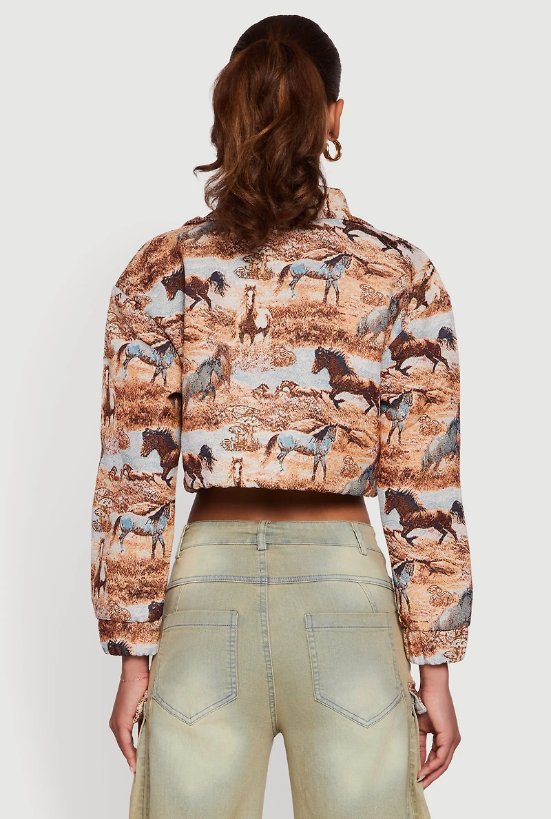 Tapestry Jacquard Cropped Jacket