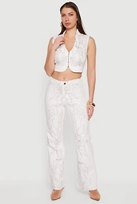 Straight Leg Western Decorative Stitch Jeans