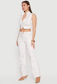 Straight Leg Western Decorative Stitch Jeans