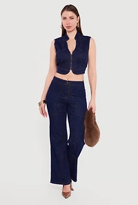 Straight Leg Western Decorative Stitch Jeans