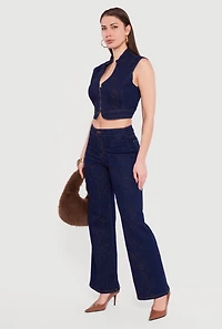 Straight Leg Western Decorative Stitch Jeans