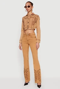 Studded Embroidered Straight Leg Jeans