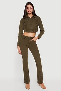 Studded Embroidered Straight Leg Jeans