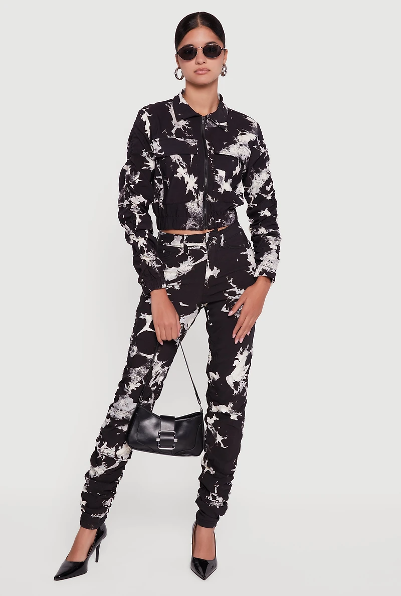 Womens Printed Pattern Ruched Pants,