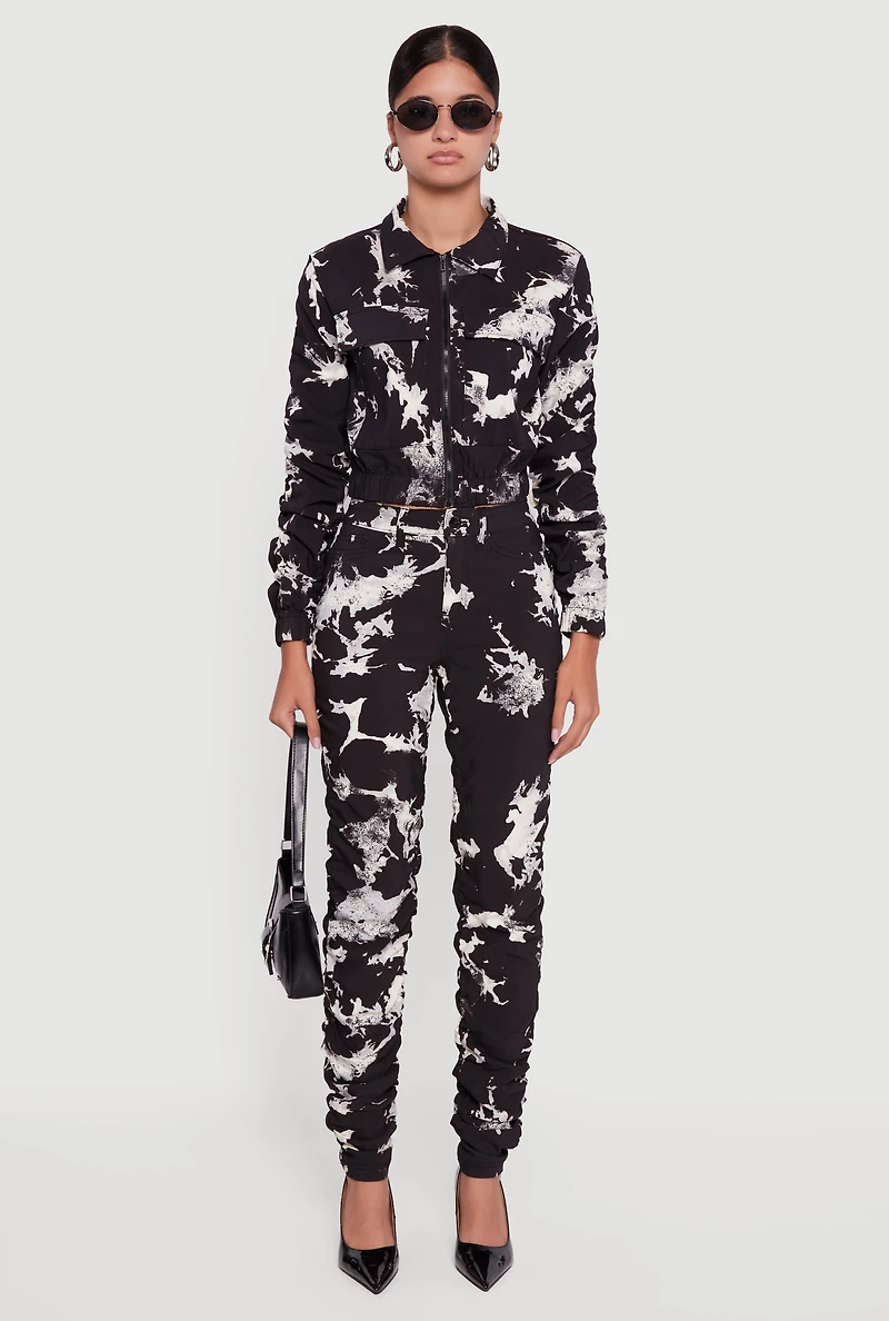 Womens Printed Pattern Ruched Pants,