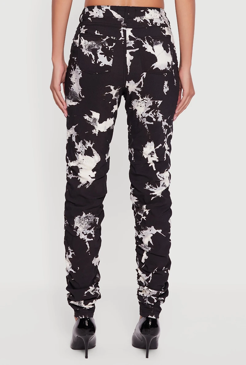 Womens Printed Pattern Ruched Pants,