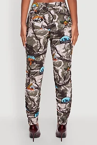 Womens Printed Pattern Ruched Pants, Multi, Size S