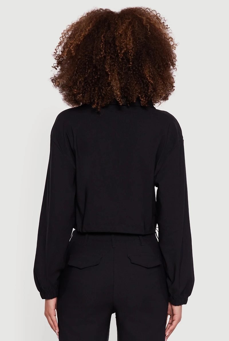 Womens Asymmetrical Zip Front Utility Jacket, Black, Size L