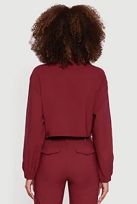 Womens Asymmetrical Zip Front Utility Jacket, Burgundy, Size XL