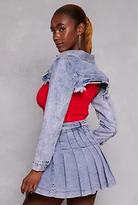 Womens Denim Bolero Raw Hem Jean Jacket, Blue, Size 5