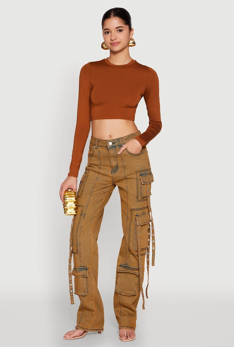 Mineral Wash Pintuck Cargo Jeans