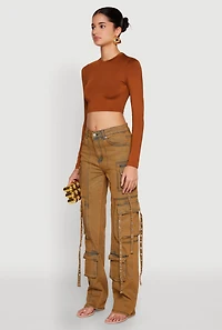 Mineral Wash Pintuck Cargo Jeans